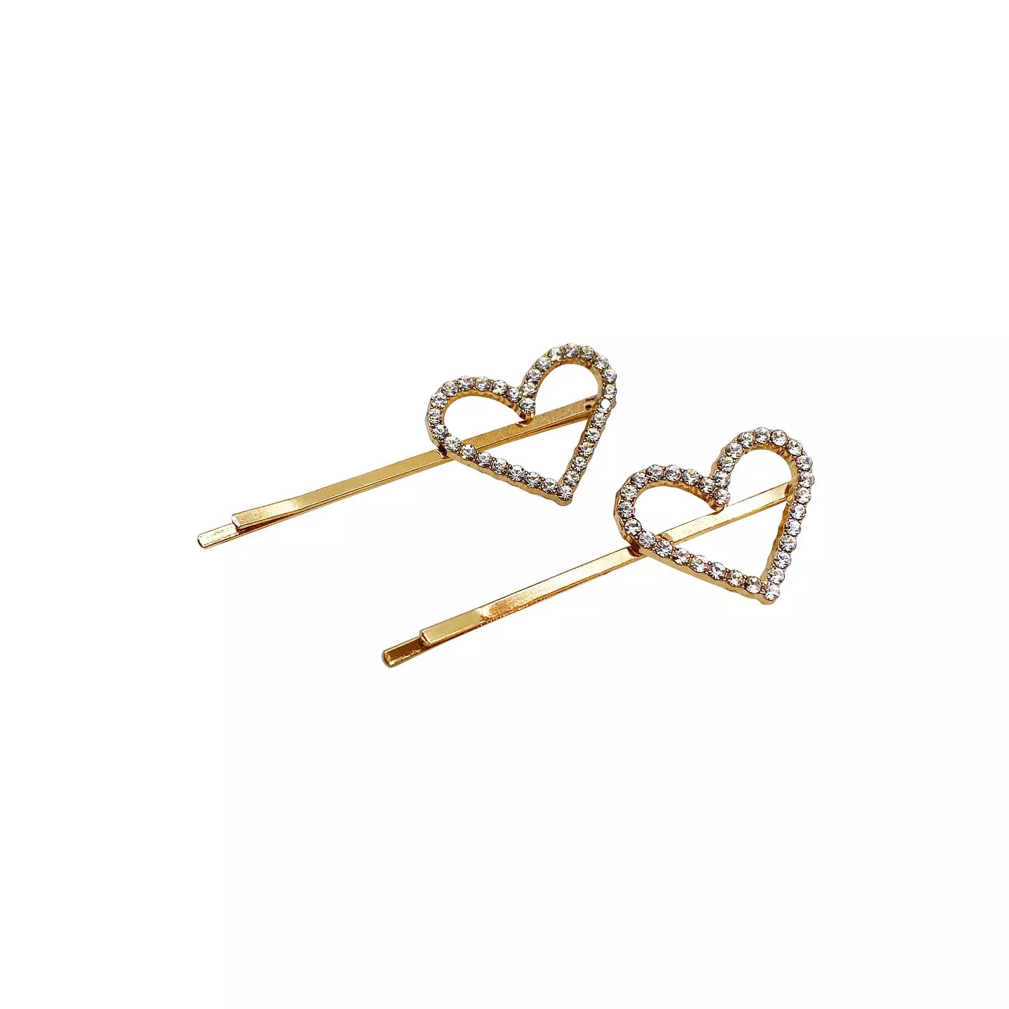 HEARTS HAIR PIN GULD/SILVER 2 PCS
