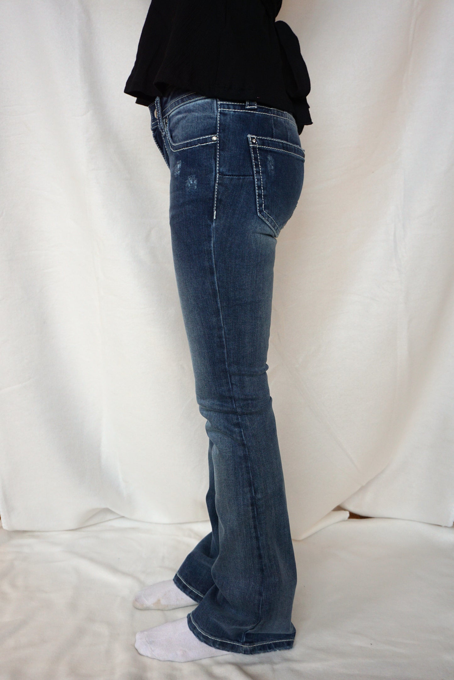 Blue plain bootcut jeans