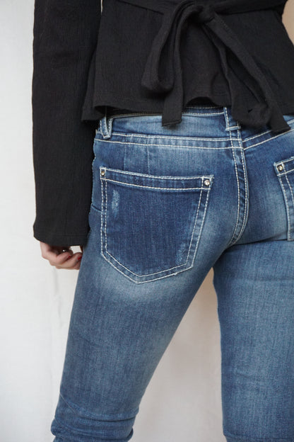 Blue plain bootcut jeans