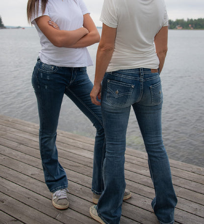 Blue flap pocket bootcut jeans