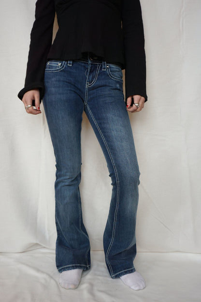 Blue plain bootcut jeans