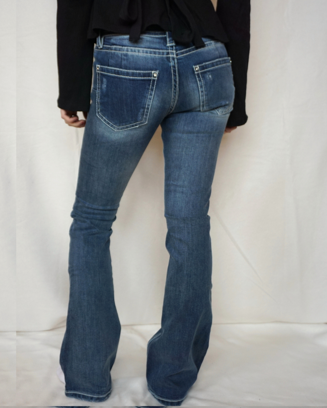 Blue plain bootcut jeans